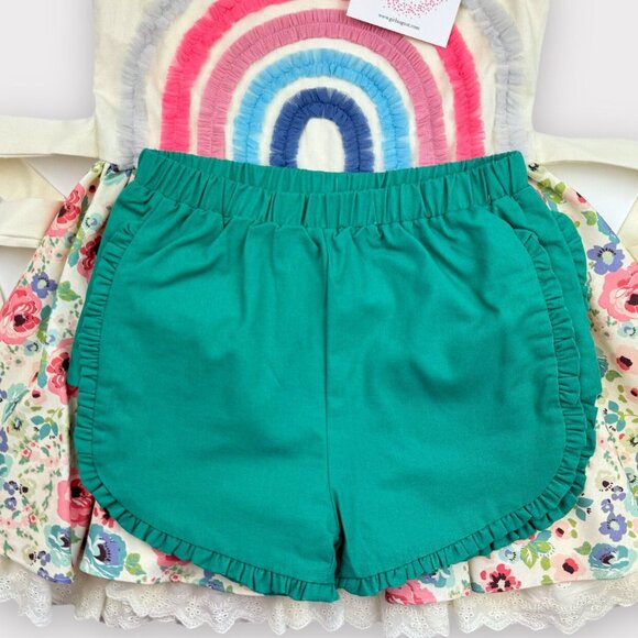 Sz 8 and 10 Girl August Boho Floral Rainbow dress and shorts NWT - Picture 11 of 13